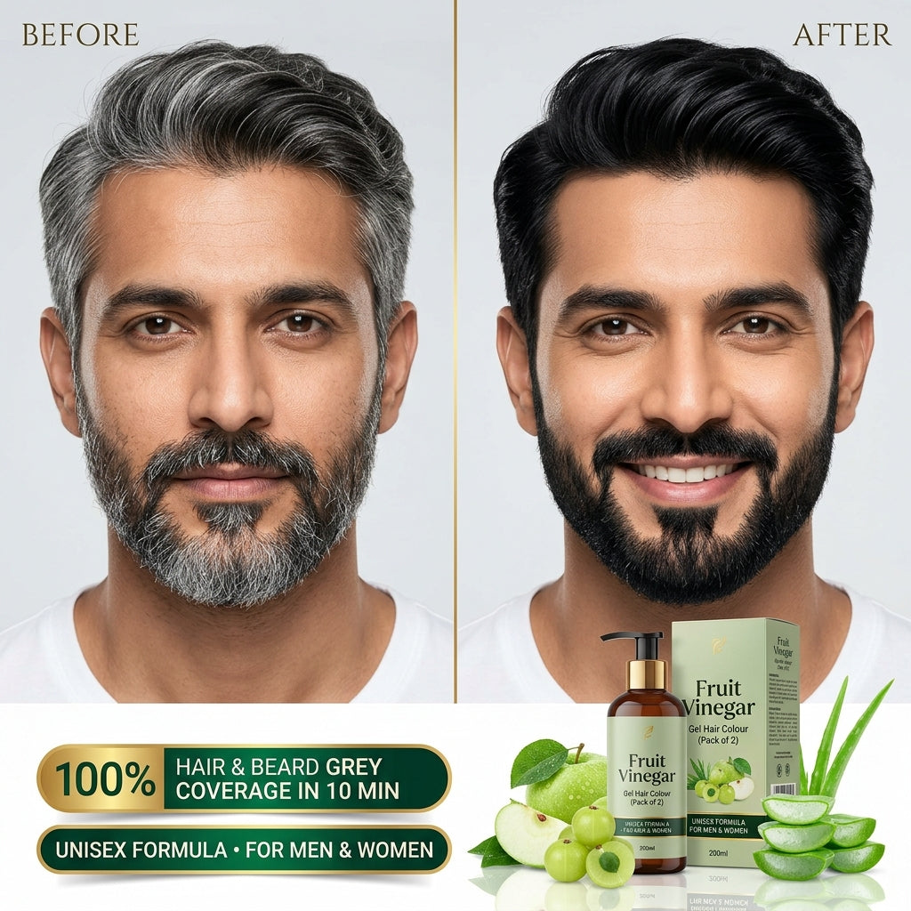 Fruit Vinegar Gel Hair Colour Men Grey Hair and Beard Coverage 100 Percent Unisex Formula